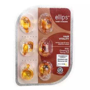 Витамин для волос Марокканское масло для жизненной силы волос, 6 капсул в блистерной упаковке по 12 шт., Ellips