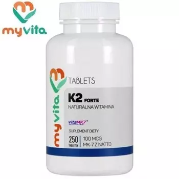 Витамин К2 Mk-7 Форте 250 таблеток без ГМО Лучшая цена - Бесплатная доставка, Myvita