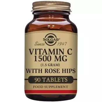Витамин С 1500 мг с шиповником, таблетки, 90 шт., Solgar