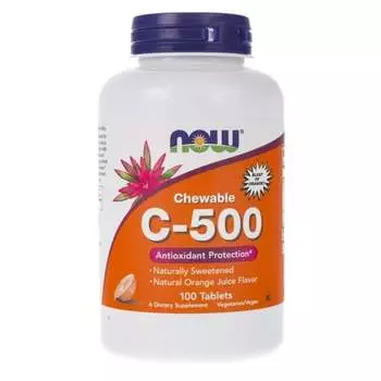 Витамин С-500 Now Foods, со вкусом апельсина, 100 пастилок