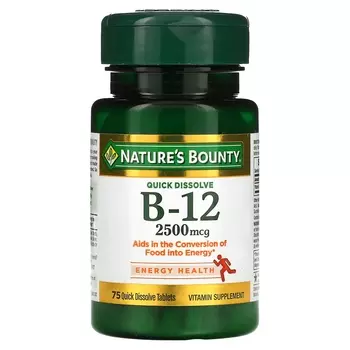 Витаминная добавка Nature's Bounty B-12 Natural Cherry 2500 мкг, 75 быстрорастворимых таблеток