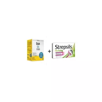 Витаминные капли Orzax Ocean D3 / K2, 20 мл + Пастилки Strepsils Herbal Echinacea 16