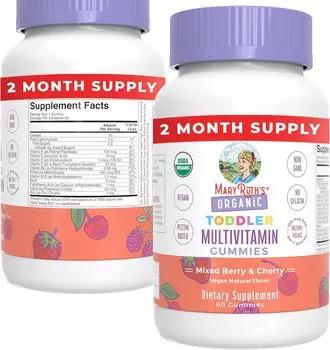 Витаминные жевательные конфеты MaryRuth's Vitamin Gummy Kids and Toddlers Age 2+ со вкусом вишни и ягод, 60 таблеток