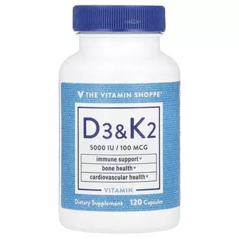 Витамины D3 и K2, 120 капсул The Vitamin Shoppe