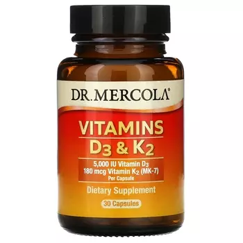Витамины D3 и K2 Dr. Mercola, 30 капсул