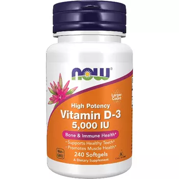 Витамины D-3 NOW Supplements 5,000 IU, 240 жевательных таблеток