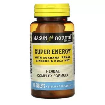 Витамины Super Energy Mason Natural с гуараной, женьшенем и кольским орехом, 60 таблеток
