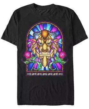 Витраж диснеевского фильма "красавица и чудовище для мужчин", футболка с коротким рукавом Fifth Sun, черный