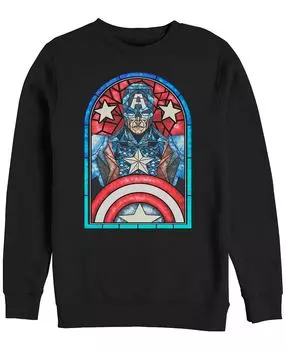 Витражное окно marvel men's classic captain america, флис с круглым вырезом Fifth Sun, черный
