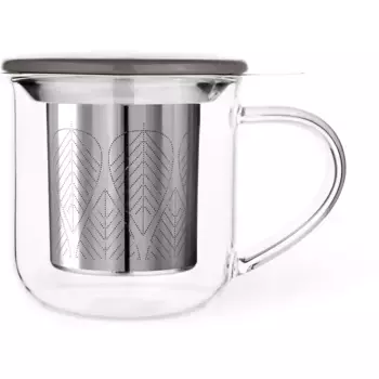 VIVA SCANDINAVIA Чашка «Ева» с ситечком и крышкой, боросиликатное стекло, 400 мл, серый