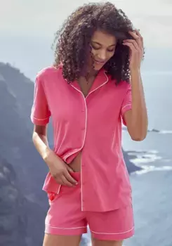 Vivance Dreams Пижама (2 шт., 1 шт.), с контрастной окантовкой, розовый