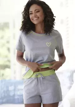 Vivance Dreams Пижама (2 шт.), с декоративными плоскими швами неонового цвета, желтый