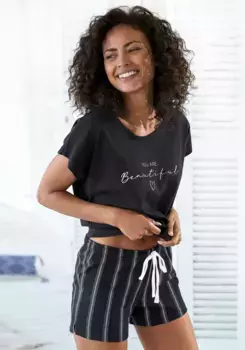 Vivance Dreams Пижама (2 шт.), с принтом спереди, цвет Schwarz-Gestreift