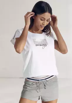 Vivance Dreams Пижама (2 шт.), с принтом фольги, цвет Wei-Grau-Meliert