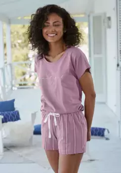 Vivance Dreams Пижама (2 шт.), с принтом спереди, лиловый
