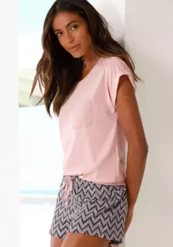 Vivance Dreams Пижама (2 шт.), с шортами для сна с рисунком, цвет Pink-Dunkelblau-Gemustert