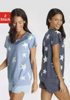 Vivance Dreams Пижама (4 шт., 2 шт.), в пестром виде со звездами, синий