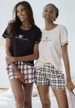 Vivance Dreams Пижама (4 шт.), в двойной упаковке с клетчатым рисунком, розовый