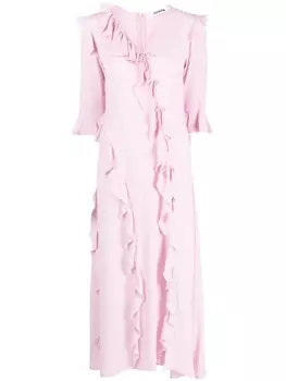 Vivetta длинное платье асимметричного кроя с оборками, розовый