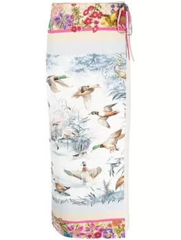 Vivetta graphic-print wrap maxi skirt, белый