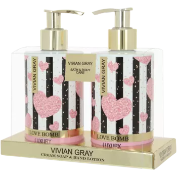Vivian Gray Love Bomb набор: мыло для мытья рук, 250 мл + лосьон для рук, 250 мл