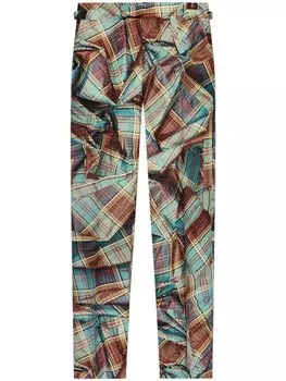 Vivienne Westwood брюки из натуральной шерсти с оптическим иллюзионным клетчатым принтом, синий