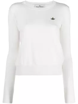 Vivienne Westwood джемпер из смеси кашемира и хлопка с вышивкой Orb, нейтральный цвет