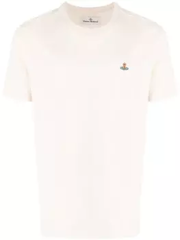 Vivienne Westwood футболка с вышитым логотипом Orb, нейтральный цвет