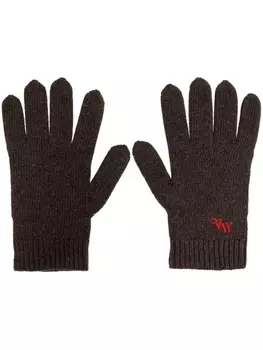 Vivienne Westwood кашемировые перчатки с вышитым логотипом, коричневый