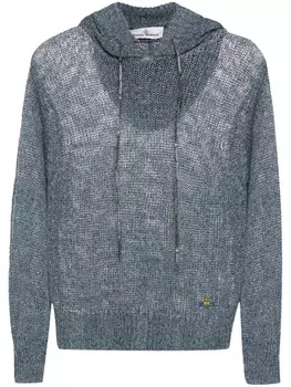 Vivienne Westwood льняная толстовка с капюшоном ажурной вязки, синий