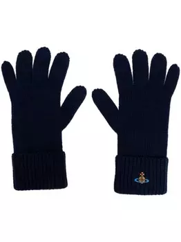 Vivienne Westwood перчатки с вышитым логотипом, синий