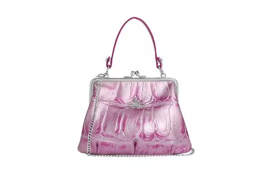 Vivienne Westwood Портативный женский кошелек из телячьей кожи на одно плечо, розовый