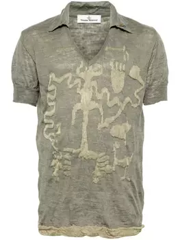 Vivienne Westwood рубашка поло с графичным принтом, зеленый