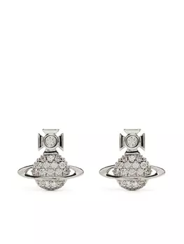 Vivienne Westwood серьги-гвоздики Orb с кристаллами, серебряный