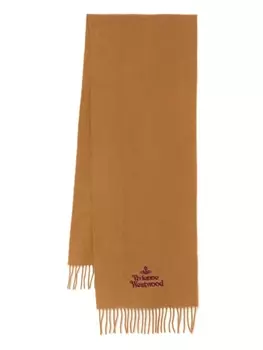 Vivienne Westwood шарф с вышивкой, коричневый