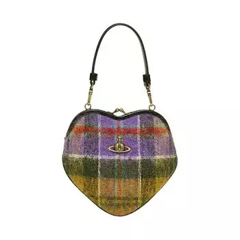Vivienne Westwood Шерстяная сумка в форме сердца, женская на одно плечо, фиолетовая и разноцветная