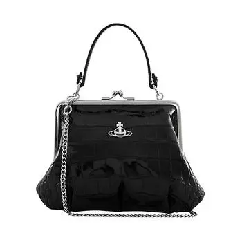 Vivienne Westwood Сумка из телячьей кожи, сумка через плечо, кошелек, обычный женский, черный