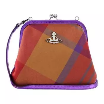 Vivienne Westwood Сумка-клатч через плечо, хлопковая, женская, оранжевая/фиолетовая