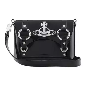 Vivienne Westwood Сумка-мессенджер из кожи, лакированной кожи, через плечо, женская, черная