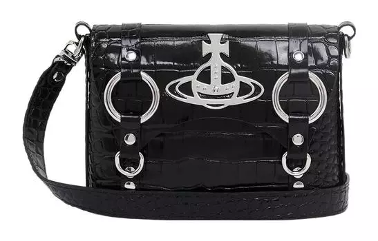 Vivienne Westwood Сумка-мессенджер из телячьей кожи, сумка через плечо, женская, черная