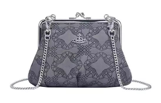 Vivienne Westwood Сумка-мессенджер из ткани, сумка-цепочка, кошелек для монет, сумка через плечо, маленькая женская, черно-серая