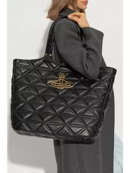 Vivienne Westwood сумка-тоут из стеганой кожи с круглой пластиной, черный