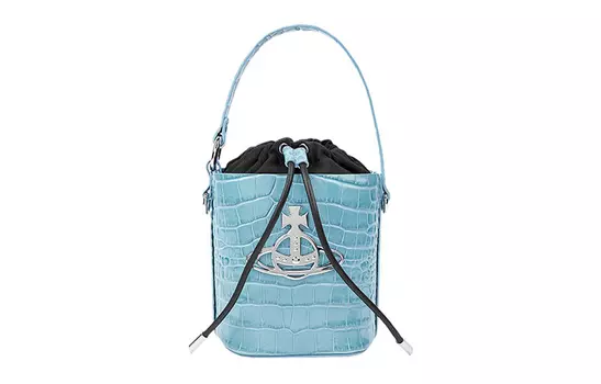 Vivienne Westwood Сумка-ведро DAISY из телячьей кожи, сумка через плечо, женская, светло-голубая