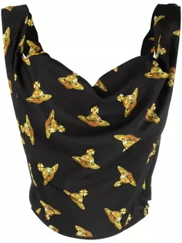Vivienne Westwood топ с драпировкой и принтом Bling Bling, черный