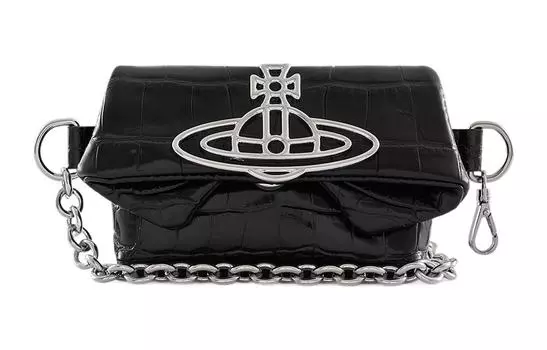 Vivienne Westwood Женская поясная сумка из телячьей кожи, мини, черная