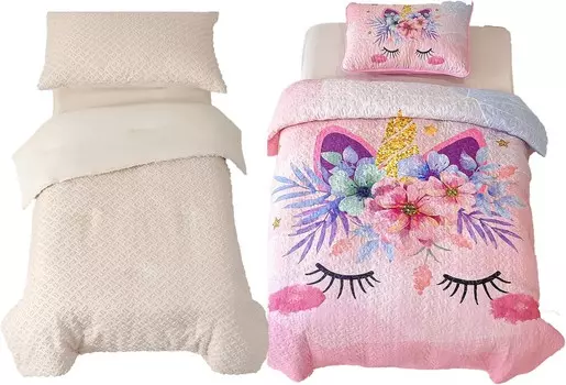 VIVILINEN Комплект постельного белья для малышей с тафтингом бежевого цвета в стиле бохо из 4 предметов и комплект одеял двойного размера из 2 предметов