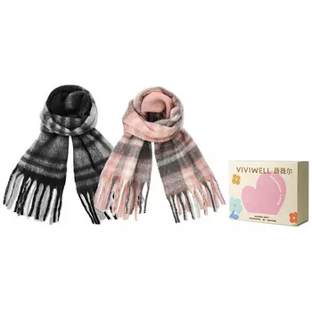 VIVIWELL вязаный шарф унисекс, Черный + синий