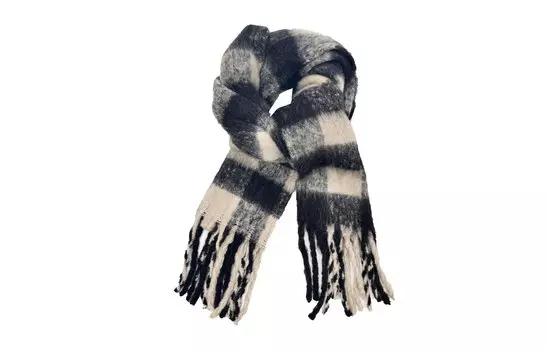 VIVIWELL вязаный шарф унисекс, Розовый в клетку + подарочная коробка с цветами