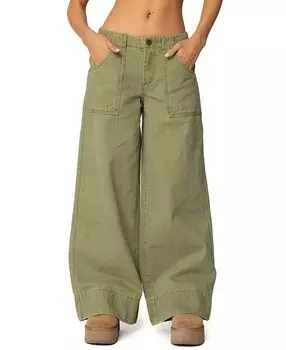 Вивьен Брюки-бананы из твила Edikted, зеленый