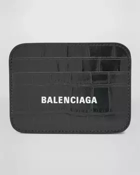 Визитница Cash Croc с тиснением Balenciaga, цвет 1090 Black/L White